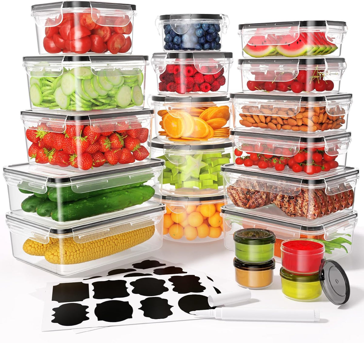 KEMETHY Large 40 Piece Food Storage Containers with Airtight Lids, BPA-free