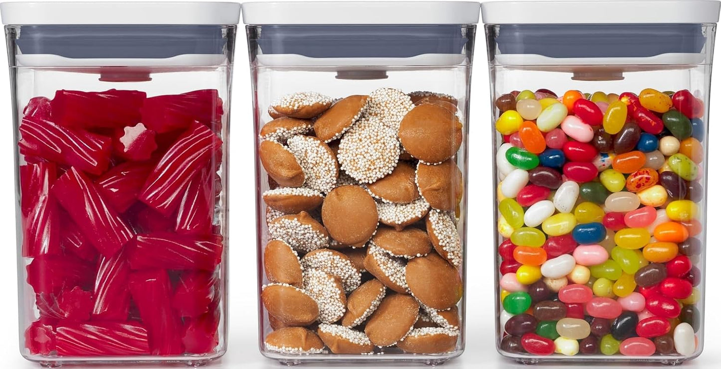 OXO Good Grips POP Small Square Airtight Food Storage Containers, 3-Piece