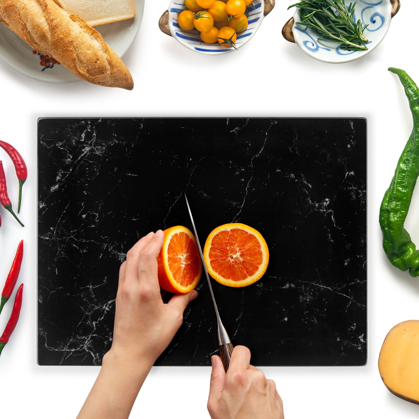 Kitchenville Glass Cutting Board 16"x12": Tempered Glass Kitchen Counter Protector - Durable- Scratch-Resistant, Heat-Proof - Clear Design