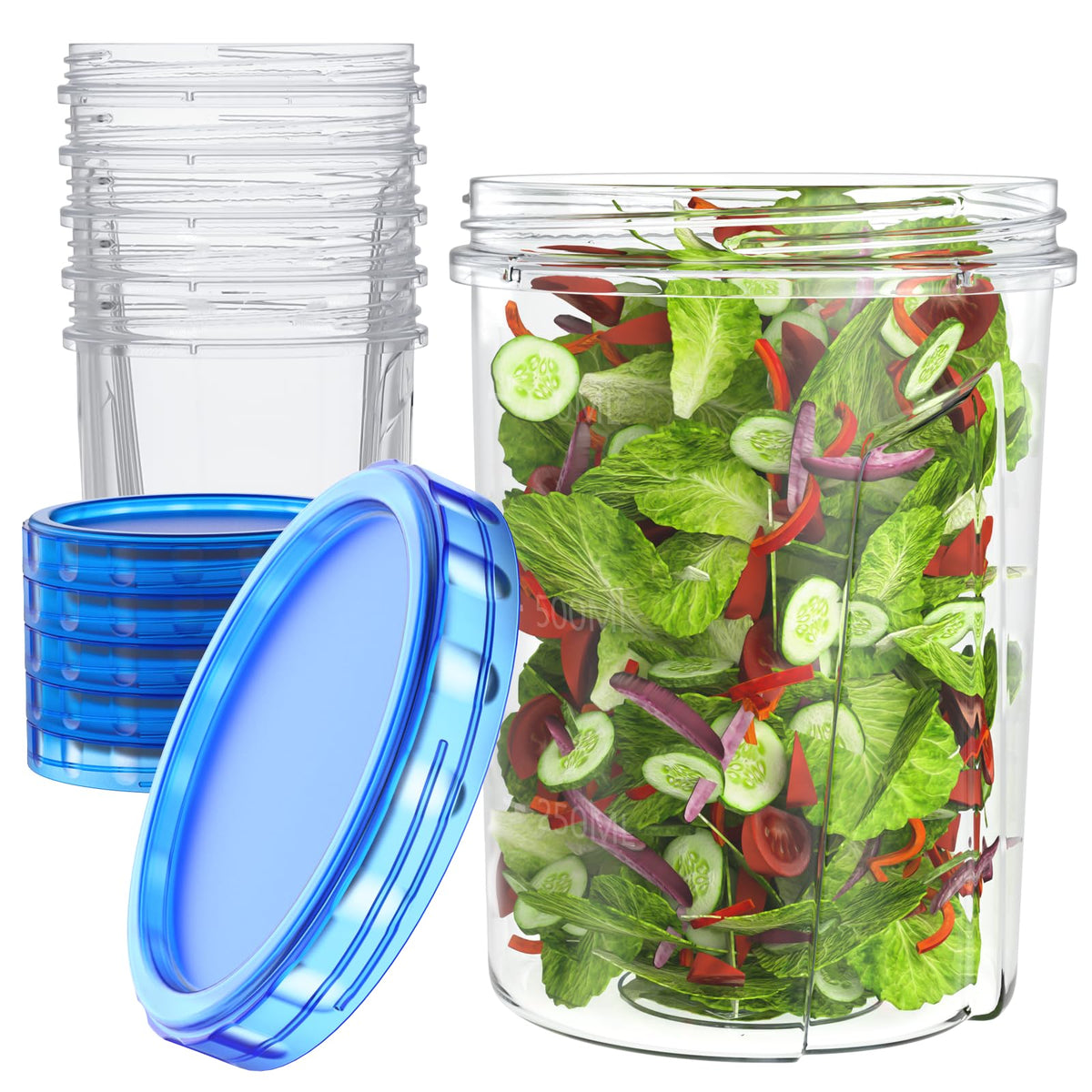 HOMETALL Freezer Storage Containers, [6 Pack-16 Oz] Airtight Plastic