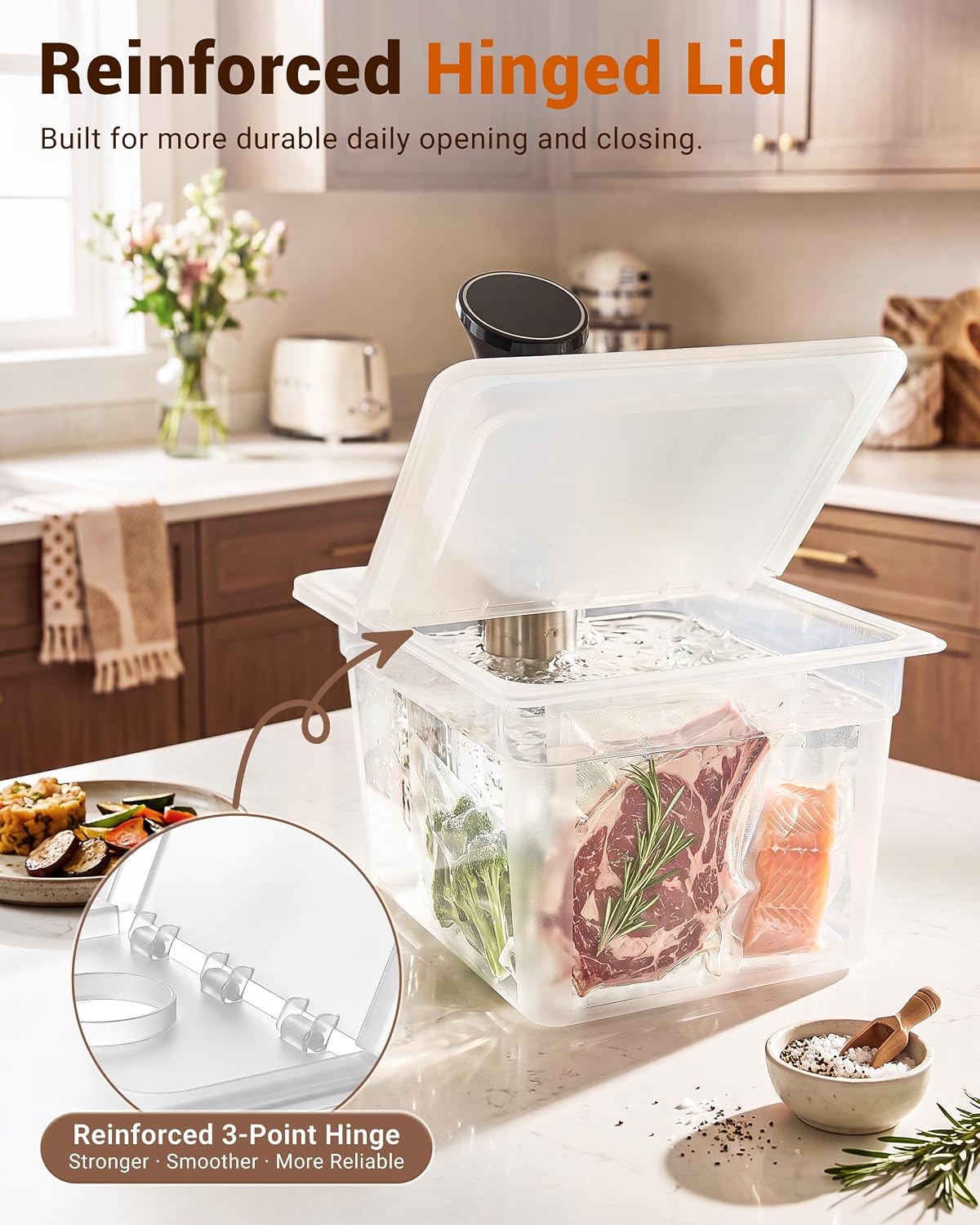 EVERIE 12QT Sous Vide Container BPA-Free with Reinforced Hinged Lic