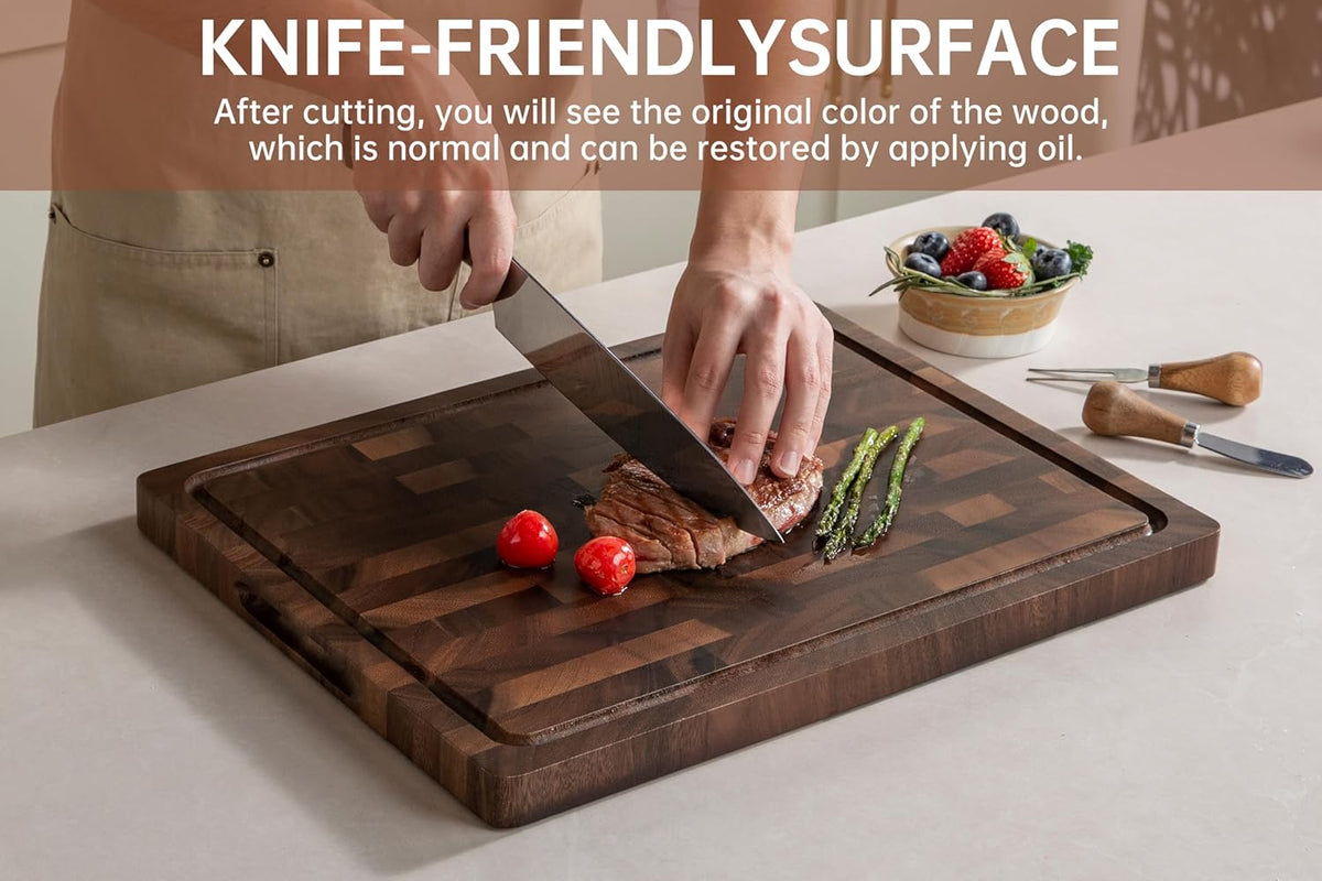 THETCHRY Walnut Cutting Boards for Kitchen Solid Wood End Grain 17"×13"×1"