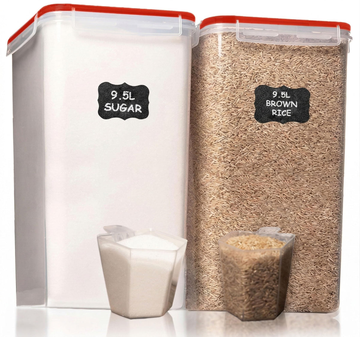 Shazo 2 PC (9.5L | 321 Oz) Extra Large Bulk Food Storage Containers with Airtight Lids for Flour, Sugar, Rice, Cereal & Pasta - Leakproof, BPA-Free Plastic Canisters for Kitchen & Pantry Organization