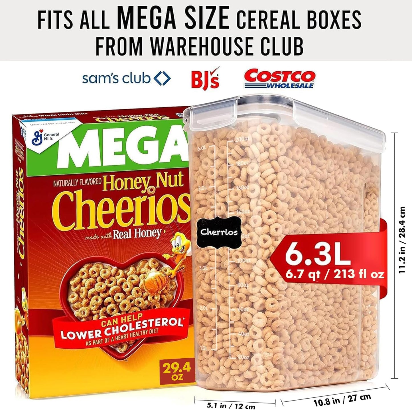 Shazo 2 Pack (6.3L / 213OZ) EXTRA Large Airtight Food Storage Cereal Containers for Bulk Food Storage BPA-Free Plastic Container, Pantry Organization and Canister for Rice, Pasta, Sugar & Flour