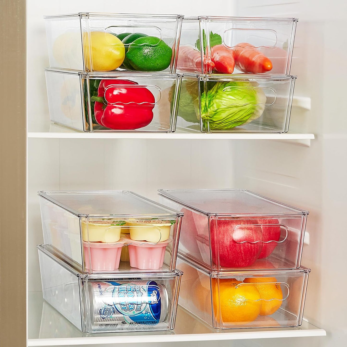 Vtopmart 8pcs Clear Stackable Storage Bins with Lids