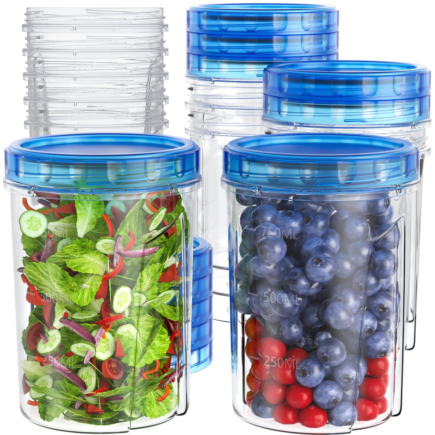 HOMETALL Freezer Storage Containers, [6 Pack-16 Oz] Airtight Plastic