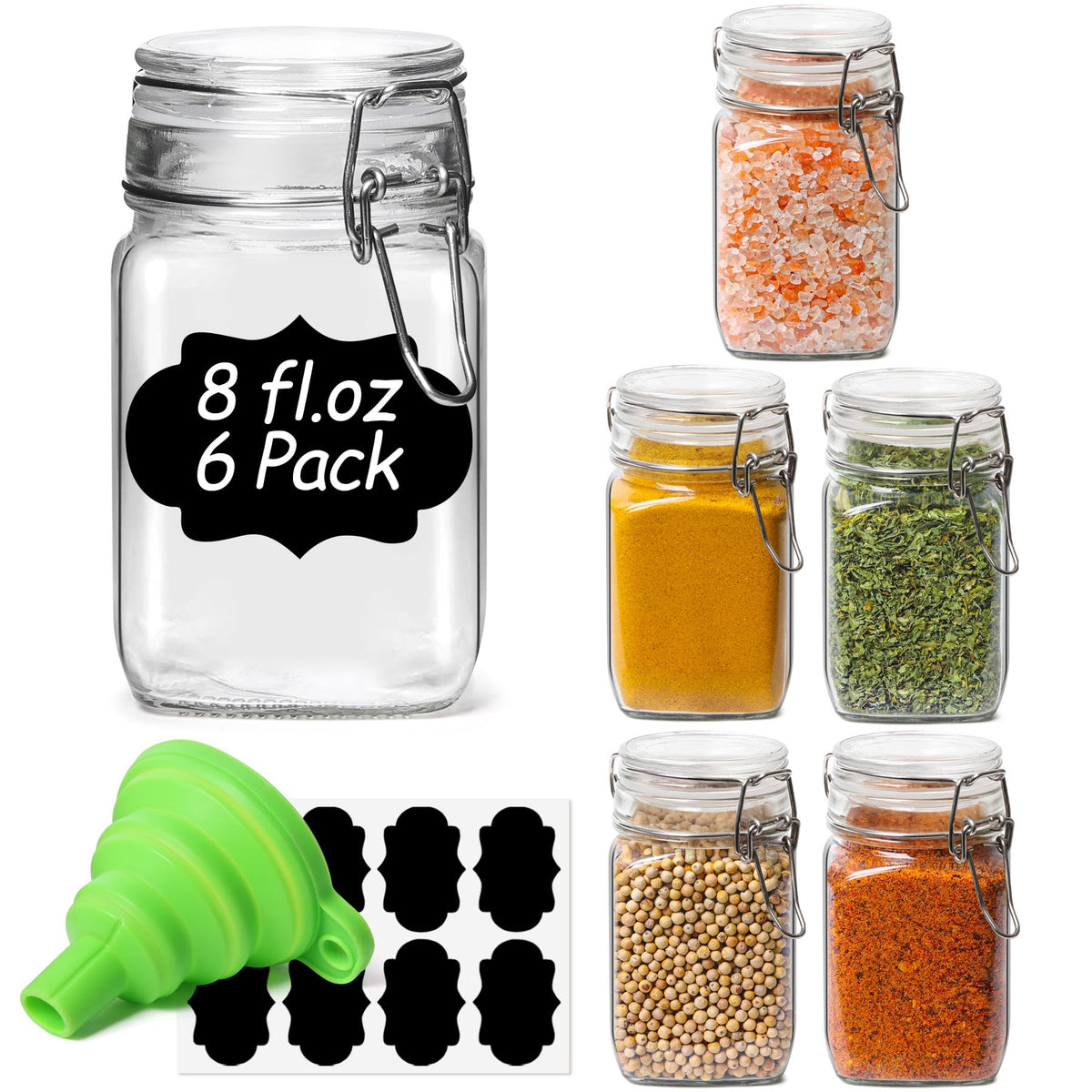 ComSaf Large Square Glass Jars with Airtight Lids 78 oz 3 Pack Wide Mouth