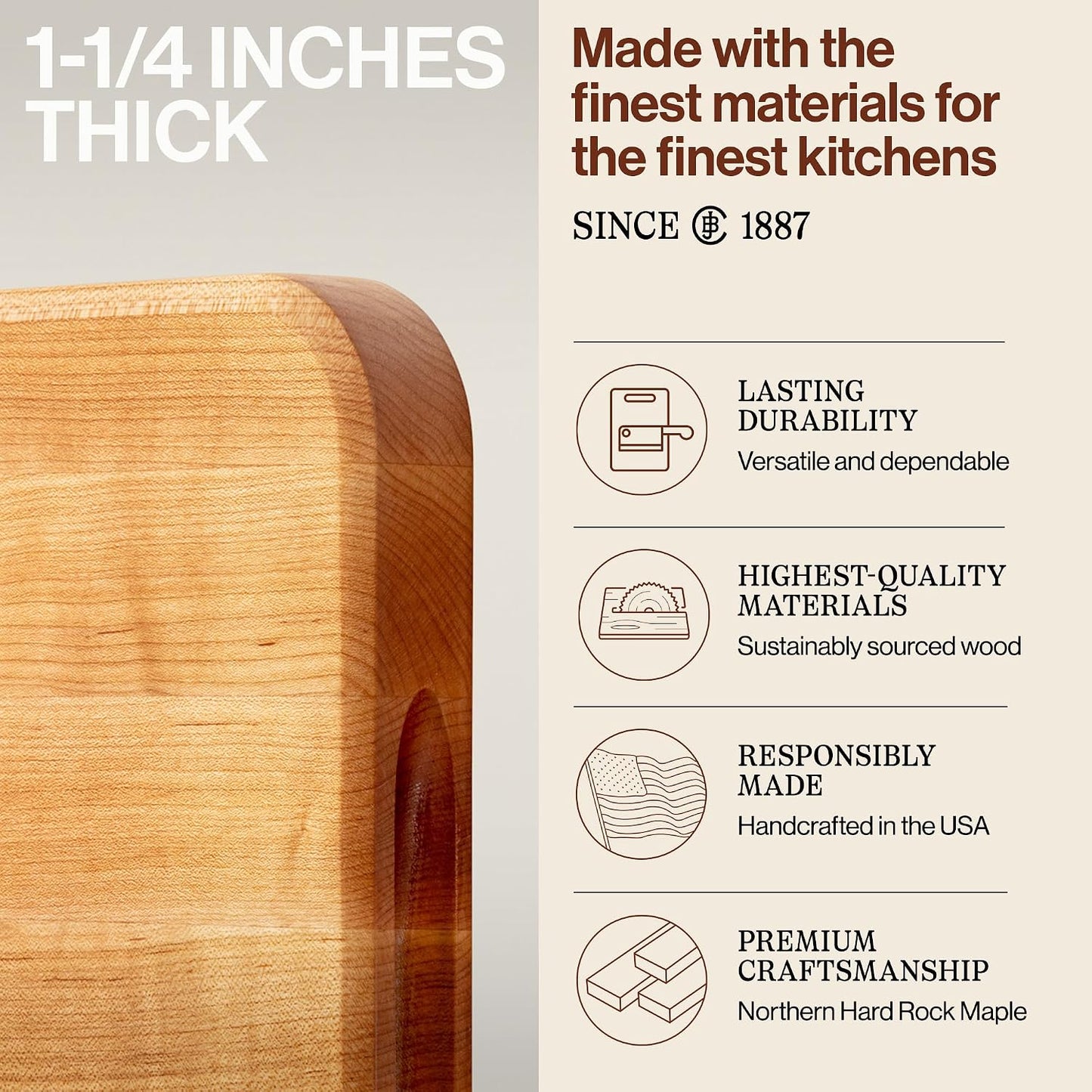 John Boos Chop-N-Slice Series Rectangular Wooden Maple Cutting Board