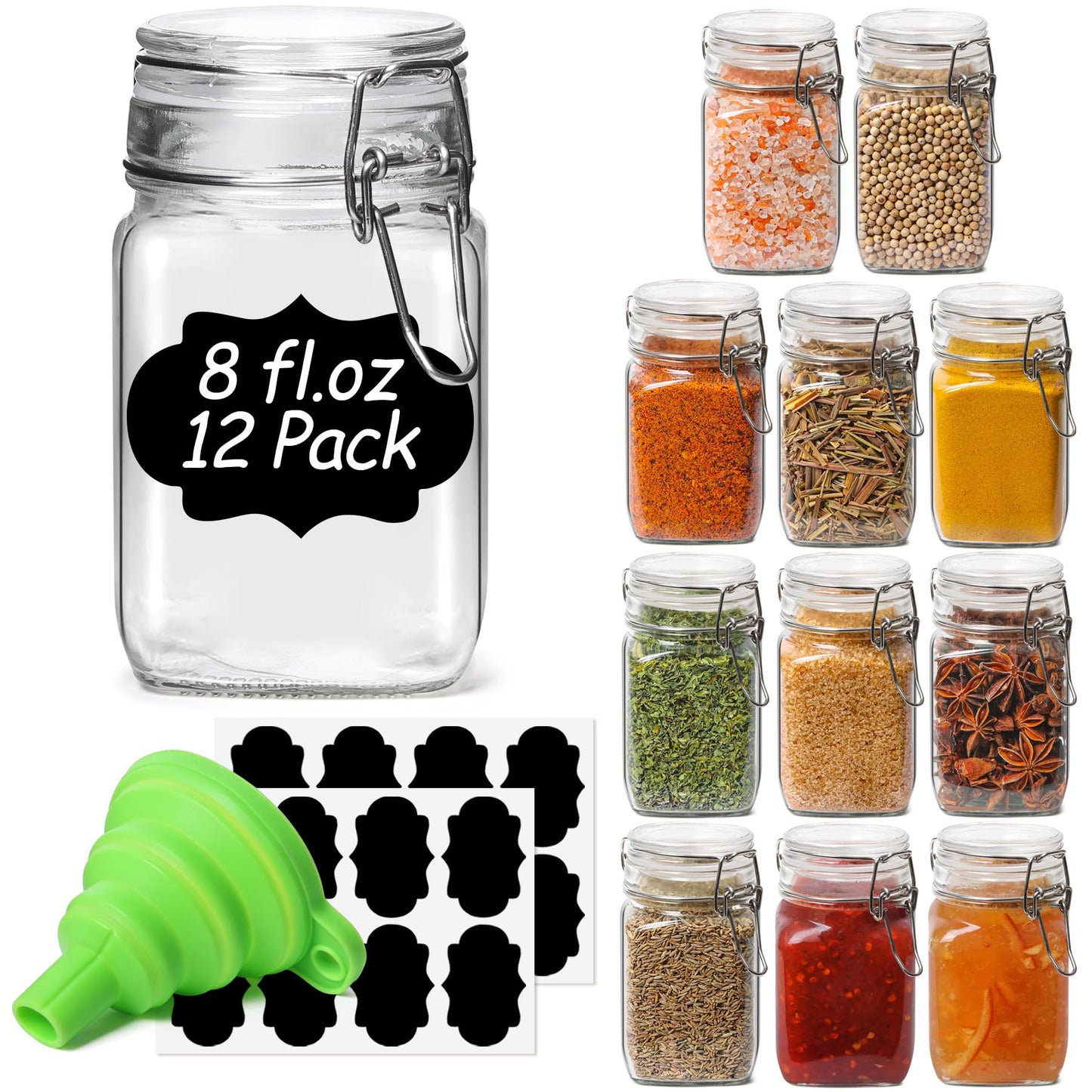 ComSaf Large Square Glass Jars with Airtight Lids 78 oz 3 Pack Wide Mouth