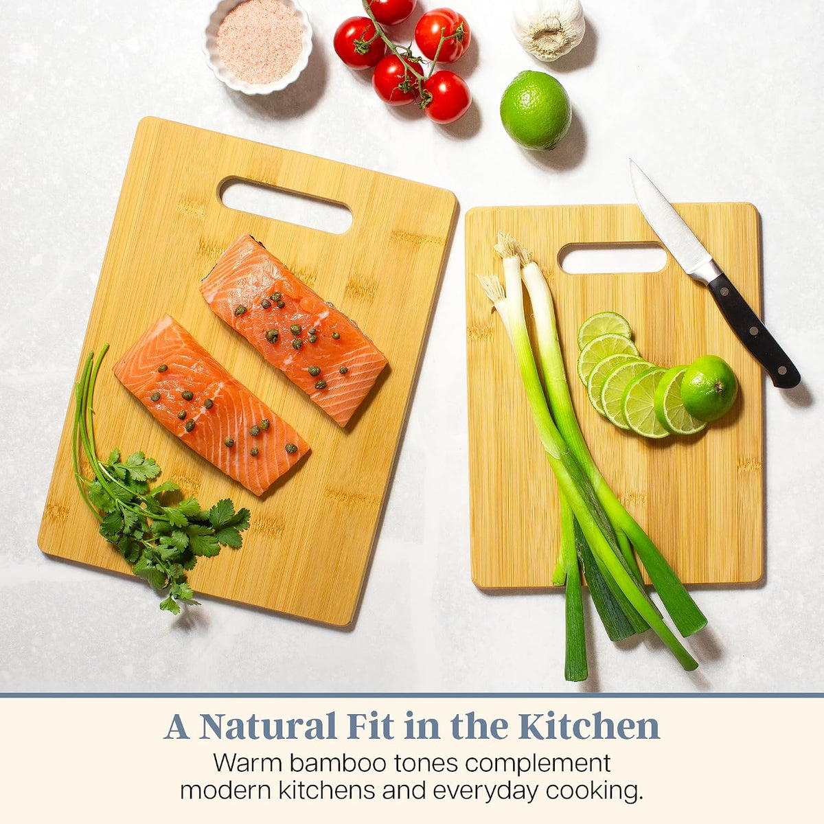 Totally Bamboo Cutting Board Set, 2 Reversible Cutting Boards for Kitchen