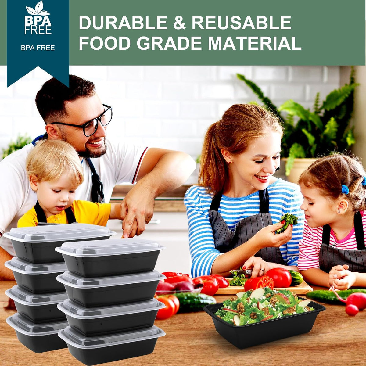vivigu 50 Pack Meal Prep Containers 38 oz, Leakproof To Go Food Containers, Disposable & Reusable Food Prep Containers for Takeout, Food Storage Containers BPA-Free, Microwave/Dishwasher/Freezer Safe