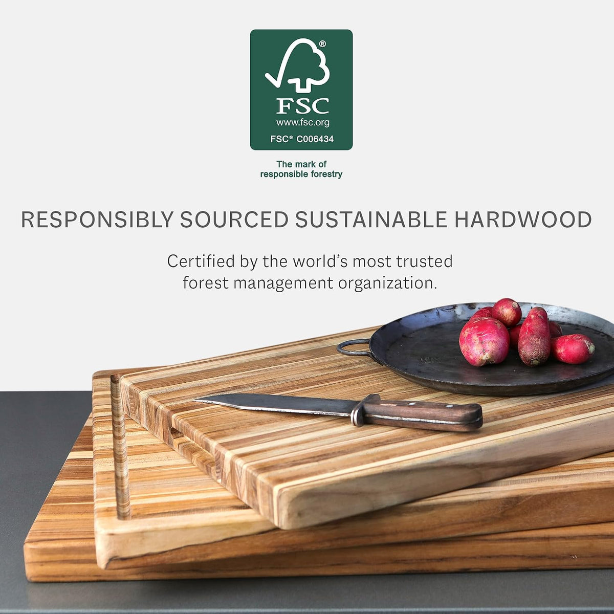 Teakhaus Cutting Board - Extra Large (XL) Teak Wood Cutting Board 24”L x 18”W x 1.5” Thick - Sustainably Harvested and FSC Certified - Knife Friendly with Natural Oil Finish