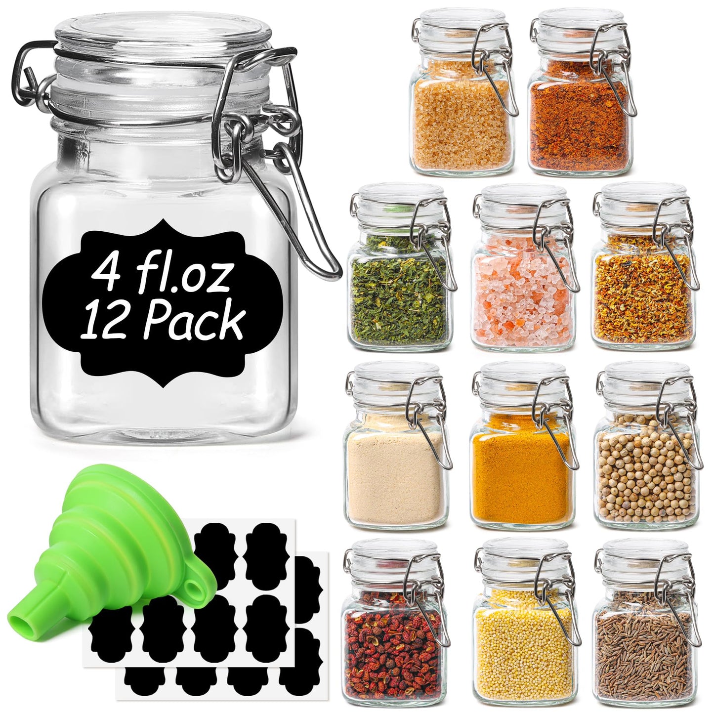 ComSaf Large Square Glass Jars with Airtight Lids 78 oz 3 Pack Wide Mouth