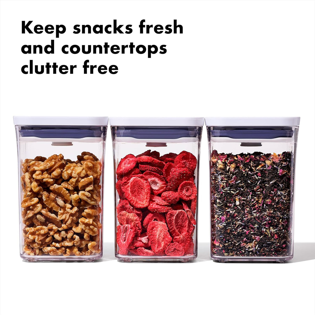 OXO Good Grips POP Small Square Airtight Food Storage Containers, 3-Piece