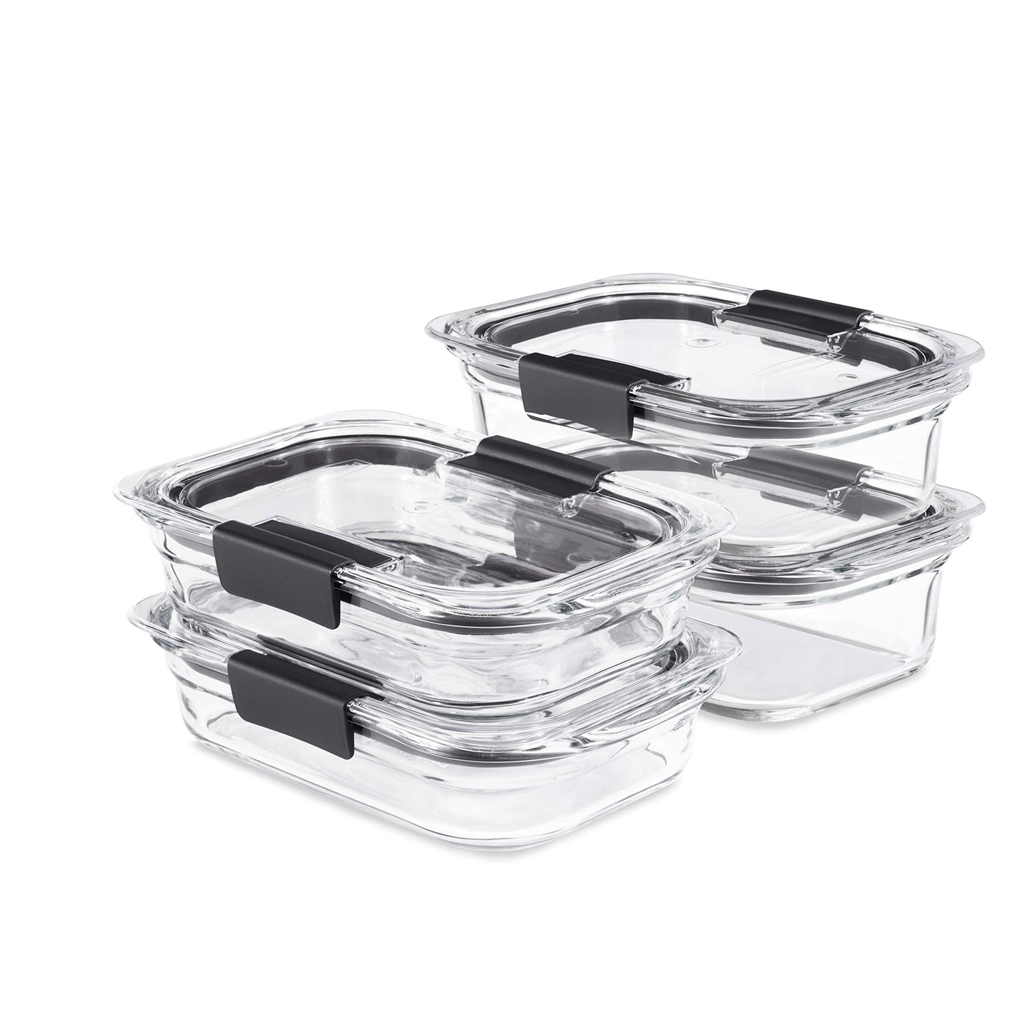 Rubbermaid Brilliance Glass Storage 4.7-Cup Food Containers with Lids Set of 3 Clear