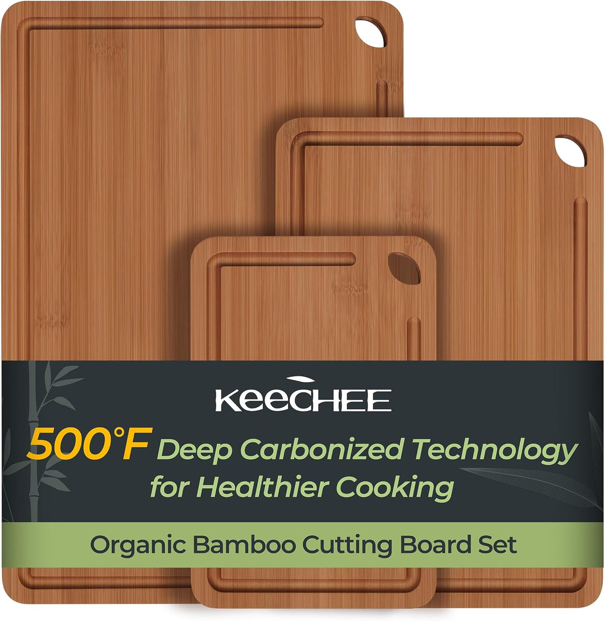 Keechee Bamboo Cutting Board, Durable Wood Cutting Boards for Kitchen with Deep Juice Grooves & Built-in Handles, Ideal Charcuterie & Chopping for Meat, Vegetables and Fruits Kitchen Gifts for Men