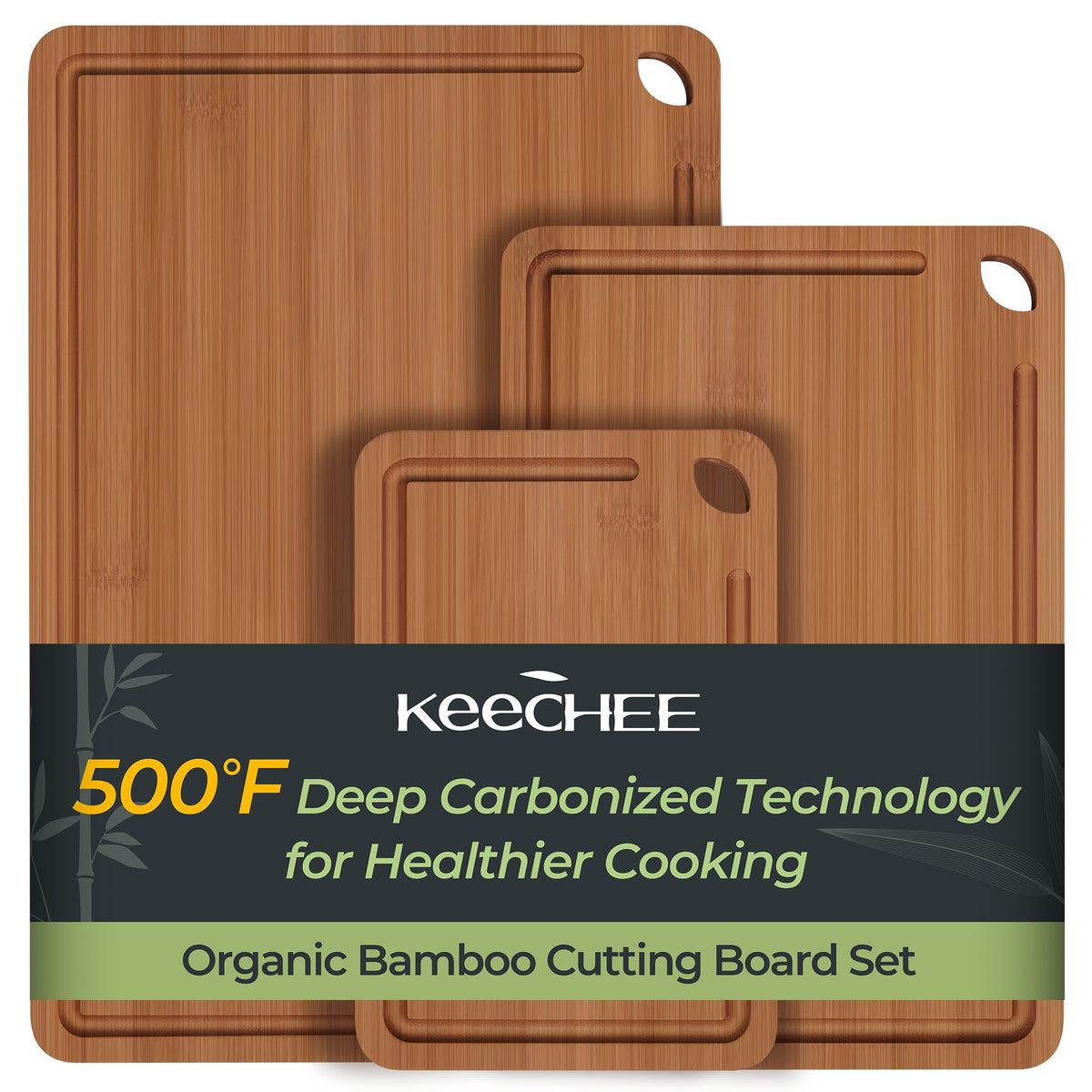 Keechee Bamboo Cutting Board, Durable Wood Cutting Boards for Kitchen with Deep Juice Grooves & Built-in Handles, Ideal Charcuterie & Chopping for Meat, Vegetables and Fruits Kitchen Gifts for Men
