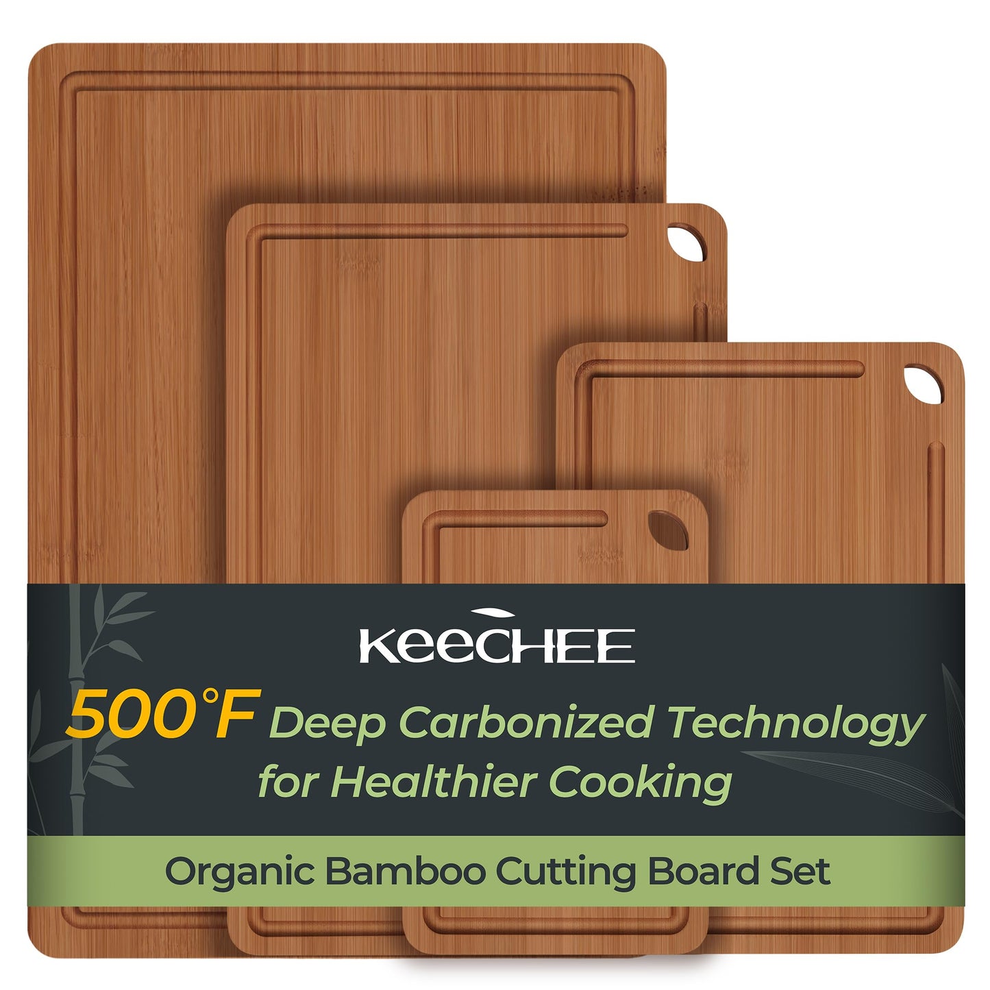 Keechee Bamboo Cutting Board, Durable Wood Cutting Boards for Kitchen with Deep Juice Grooves & Built-in Handles, Ideal Charcuterie & Chopping for Meat, Vegetables and Fruits Kitchen Gifts for Men