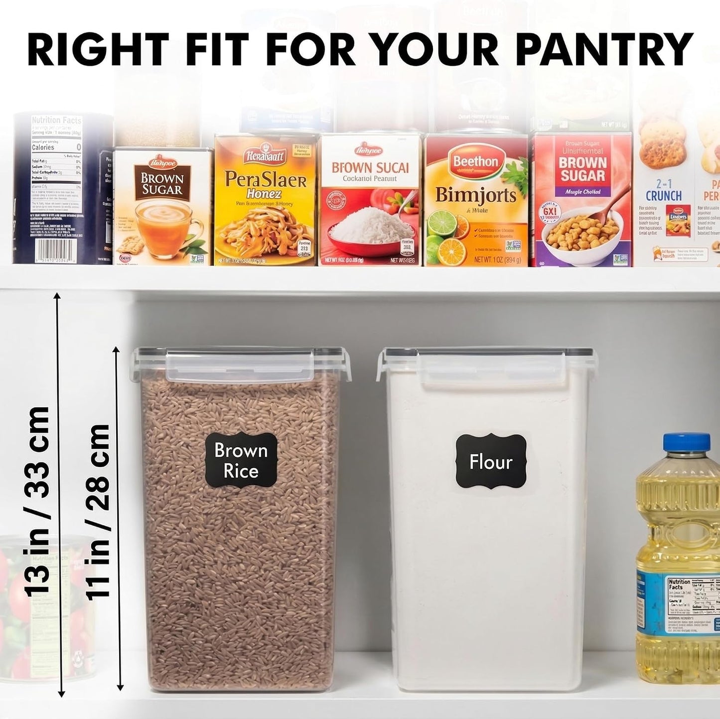 WHITE FEATHER SUPPLIES 2 PC [7 Qt / 6.5L / 220 Oz] Large Food Storage Containers with Lids Airtight - BPA Free Clear Plastic Kitchen and Pantry Storage Containers for Cereal, Flour, Sugar, Rice