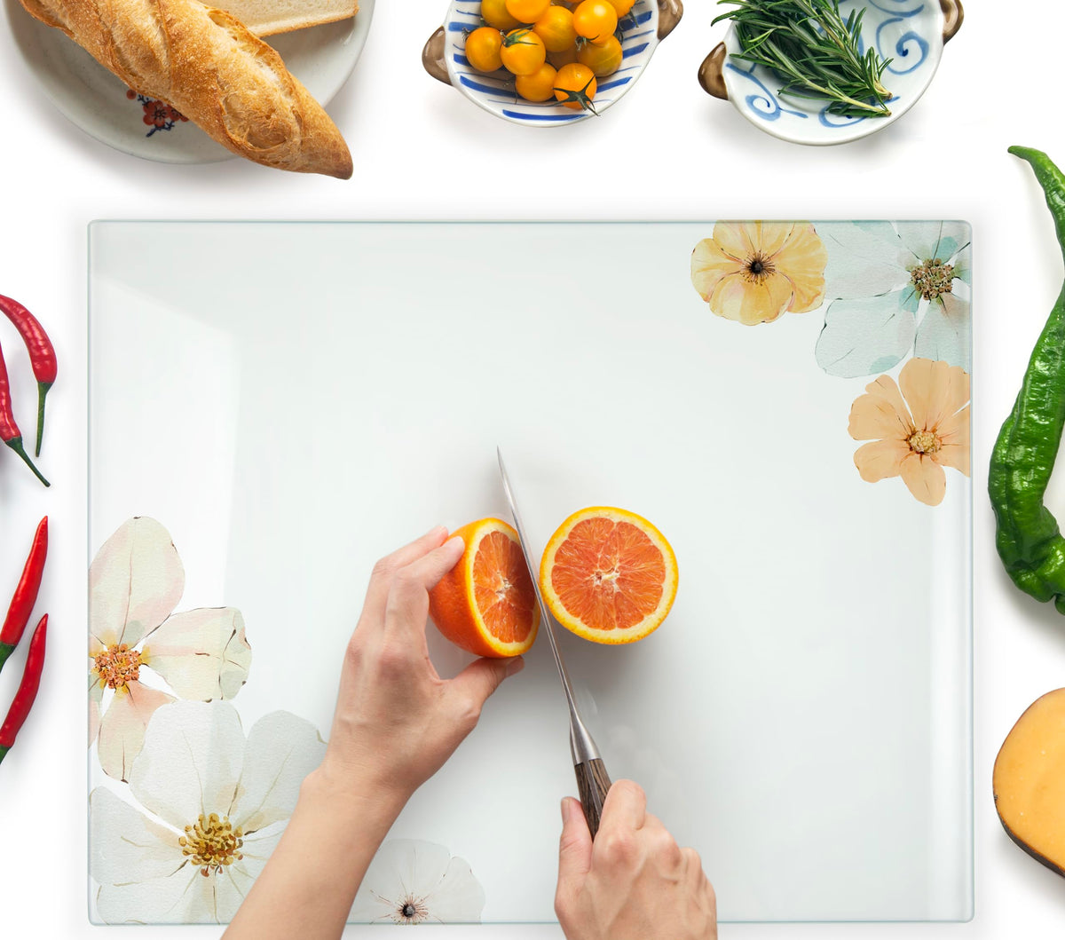 Kitchenville Glass Cutting Board 16"x12": Tempered Glass Kitchen Counter Protector - Durable- Scratch-Resistant, Heat-Proof - Clear Design