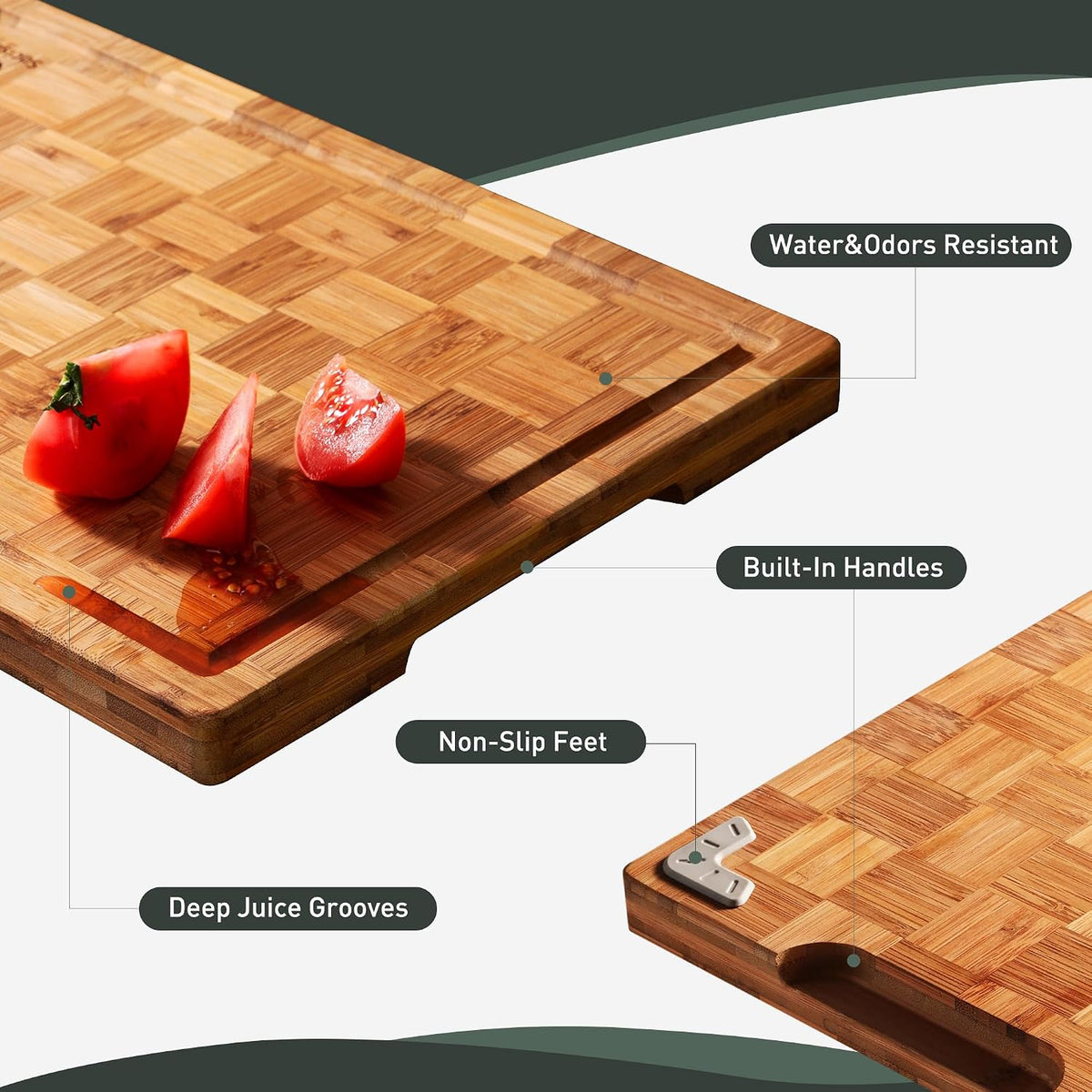Bamboo Cutting Board 16'' Wood Wooden Cutting Boards for Kitchen Chopping