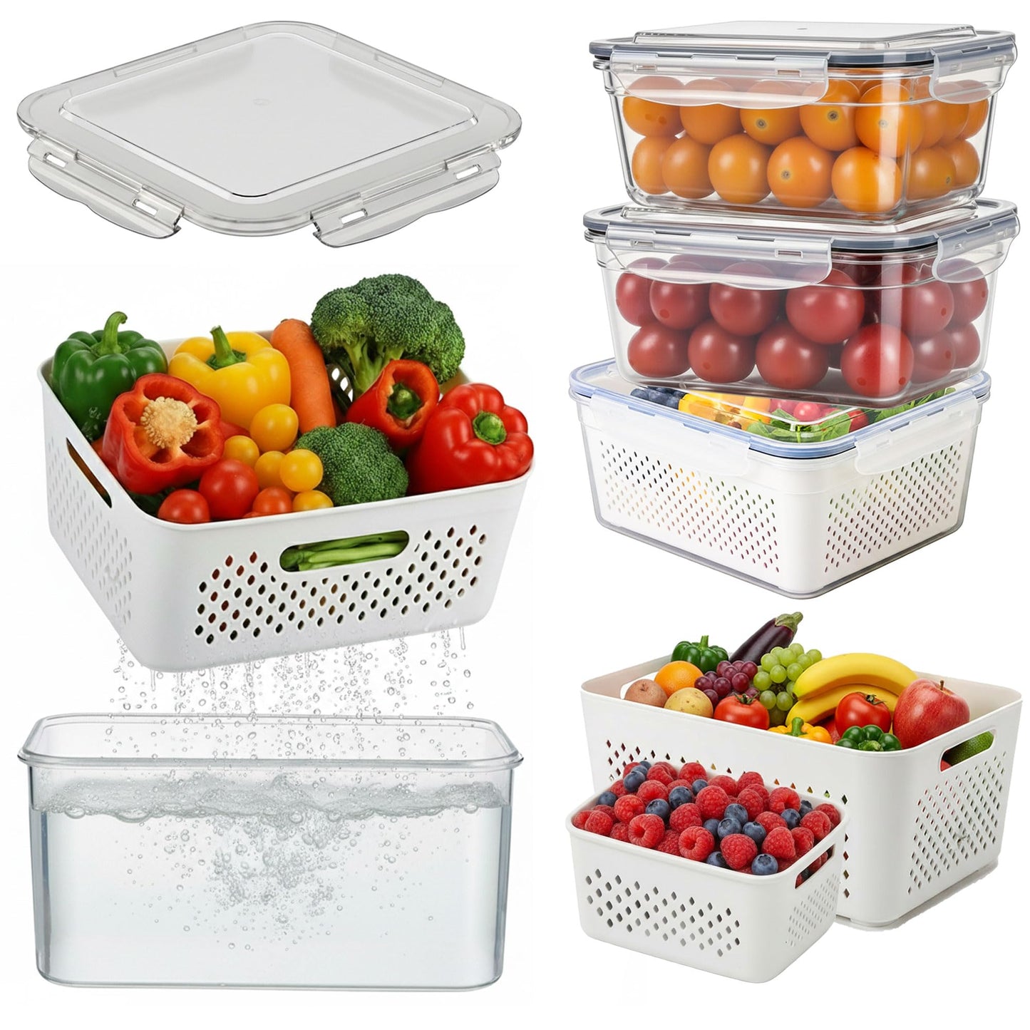 RockBerry 50 Pcs Large Food Storage Containers with Lids Airtight-85 OZ to small Containers-Total 526OZ Stackable Kitchen Set -BPA Free Leak proof containers- Freezer Microwave safe