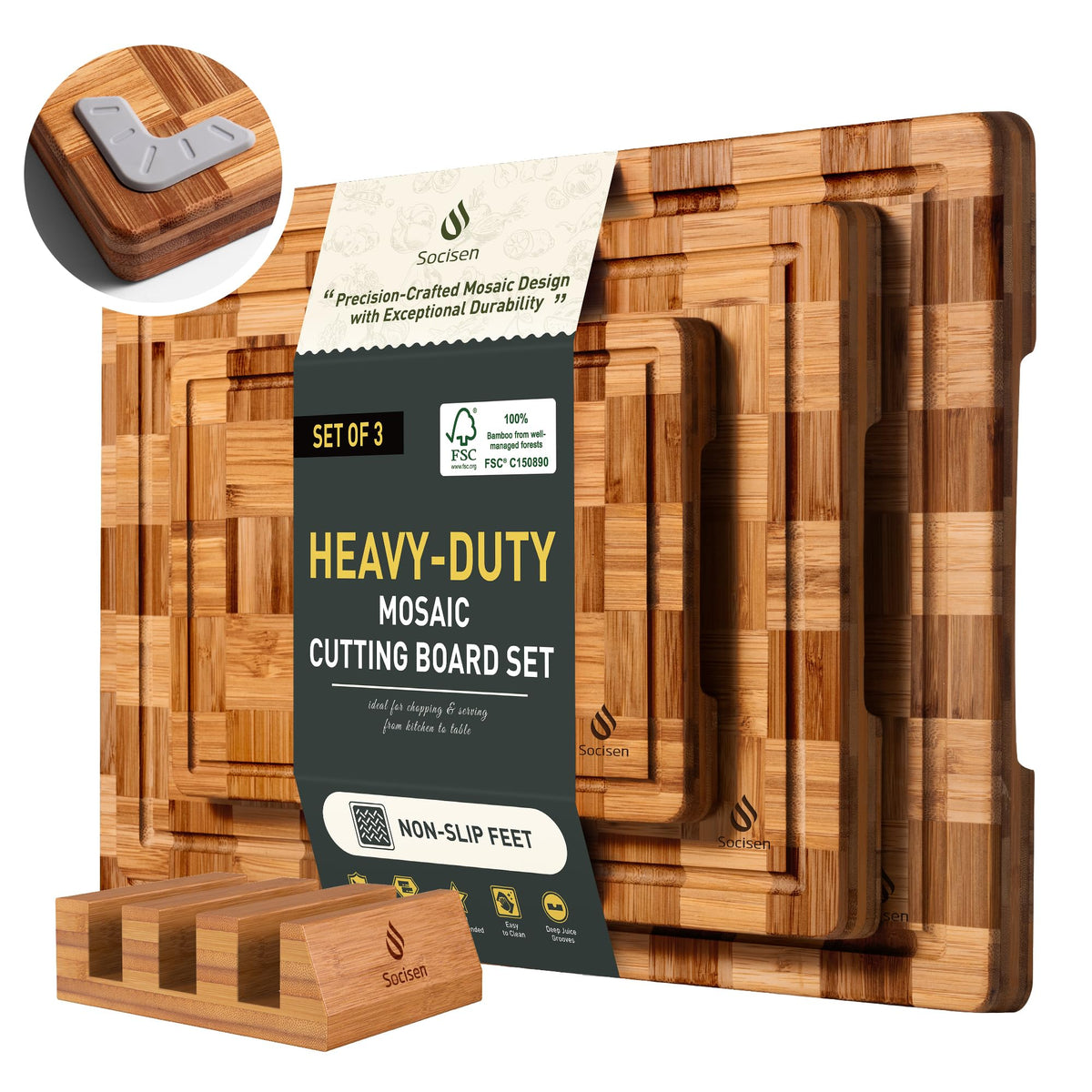 Bamboo Cutting Board 16'' Wood Wooden Cutting Boards for Kitchen Chopping