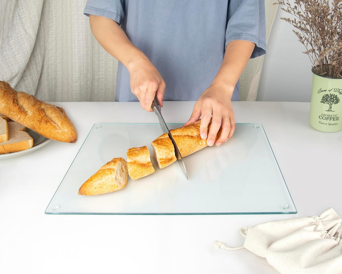 Kitchenville Glass Cutting Board 16"x12": Tempered Glass Kitchen Counter Protector - Durable- Scratch-Resistant, Heat-Proof - Clear Design