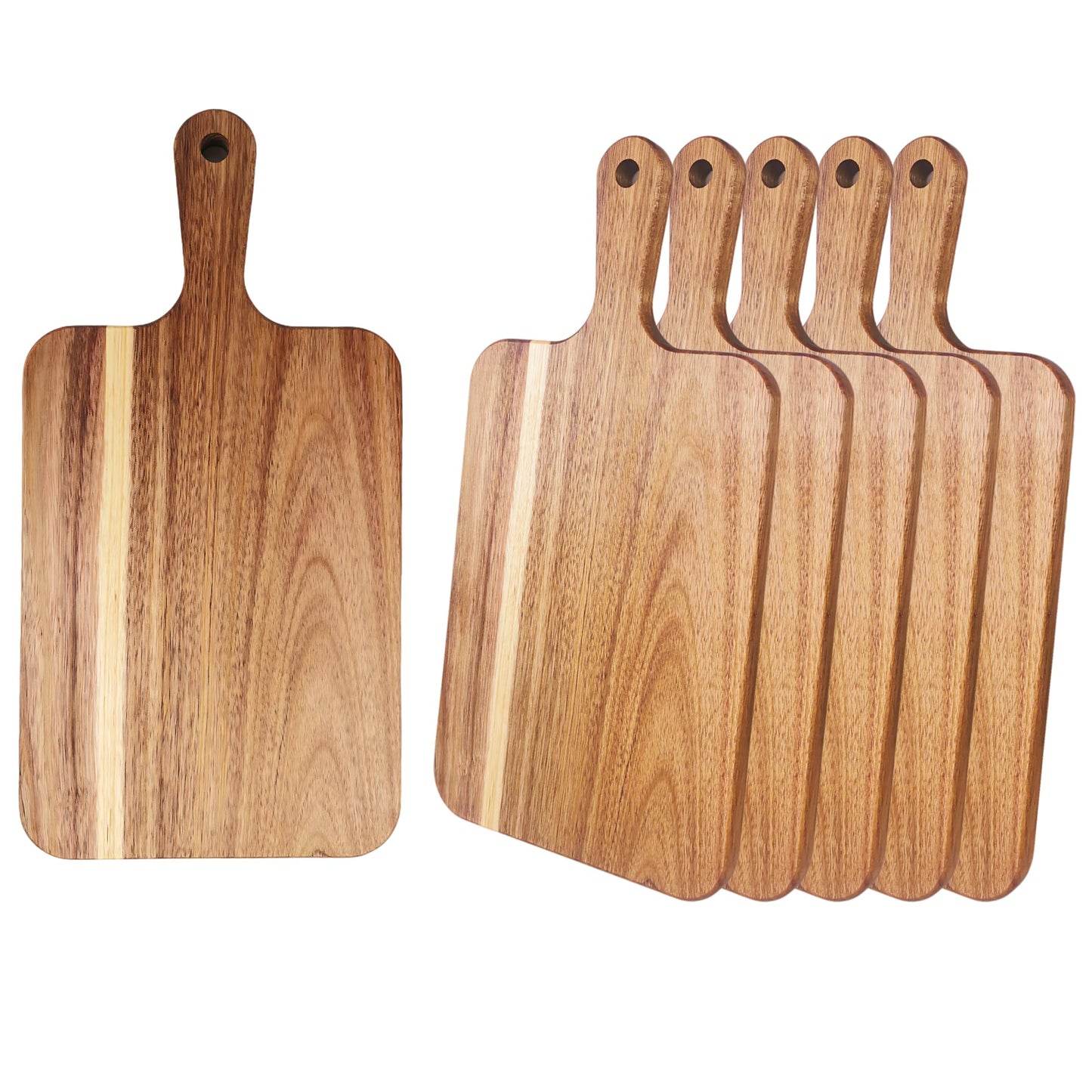 ZeQi Acacia Wood Cutting Board with Handle 13.7''X7'', Charcuterie Board, Serving Board for Cheese, Bread, Meat, Vegetables & Fruits, Natural Wooden Chopping Board for Kitchen
