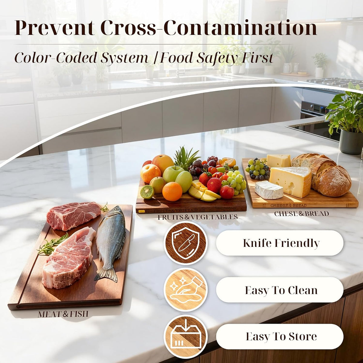 Book Cutting Board Set with Wooden Stand for Home Cooks
