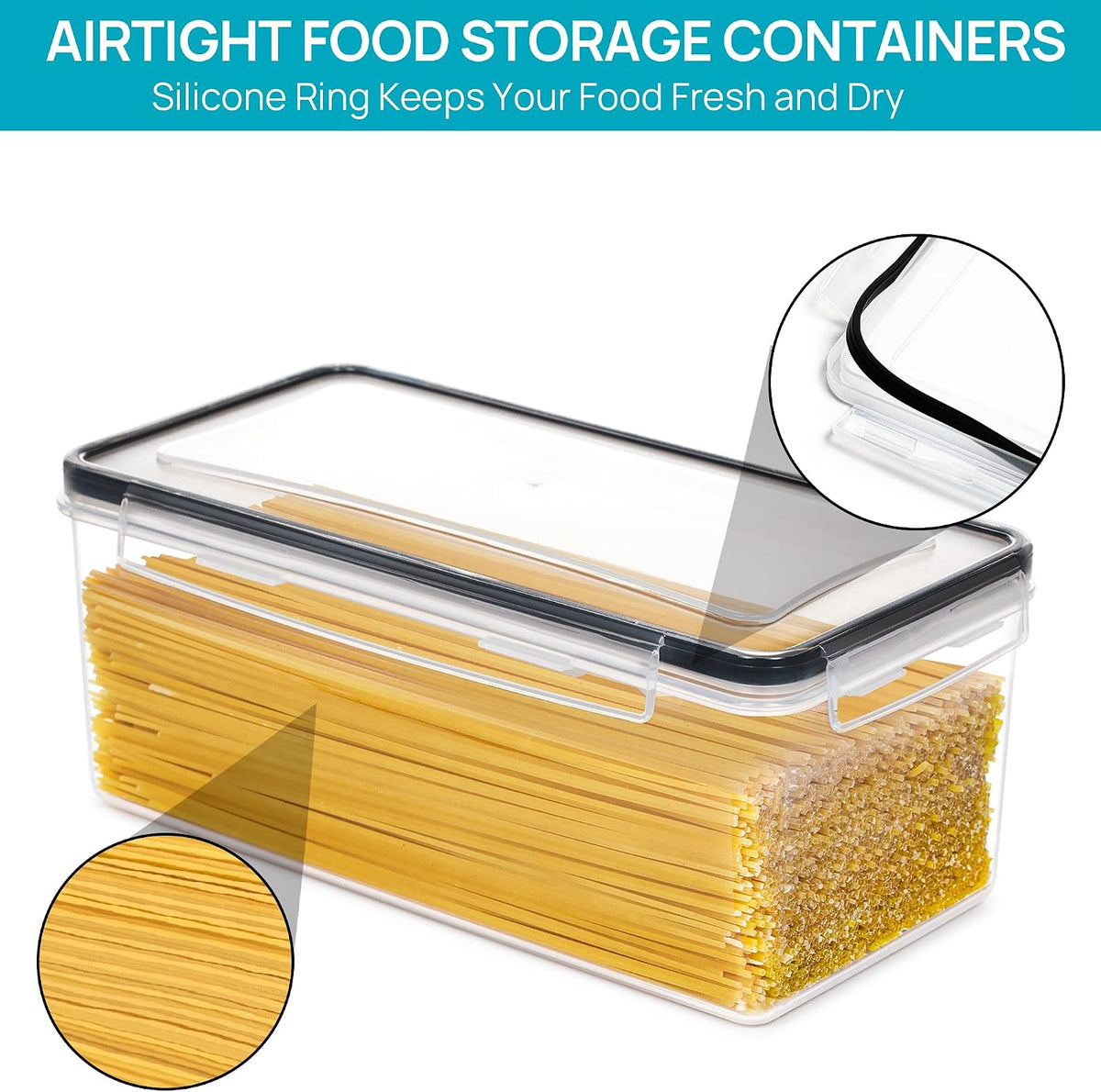Vtopmart Pasta Storage Containers, 4 Pack, 3.2L Airtight Canisters