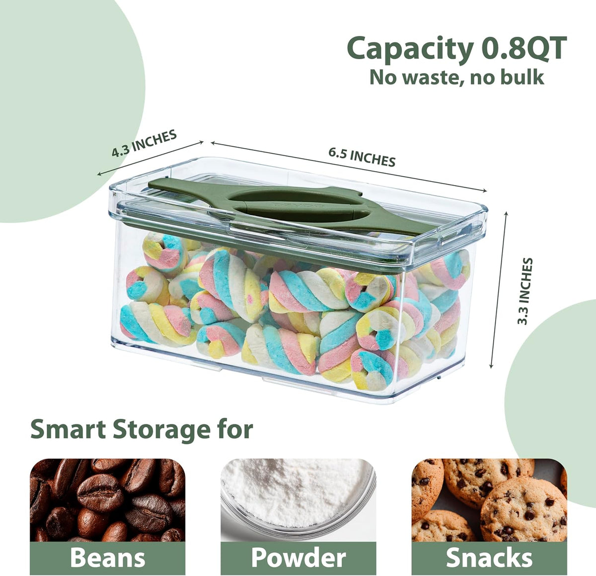 4-Pack Small Pantry Containers, 0.8 QT/0.76 L Clear SAN Food Storage Canisters with Twist-Lock Lids, Stackable for Sugar, Tea Bags, Seasoning, Nuts, Snacks(Sand)