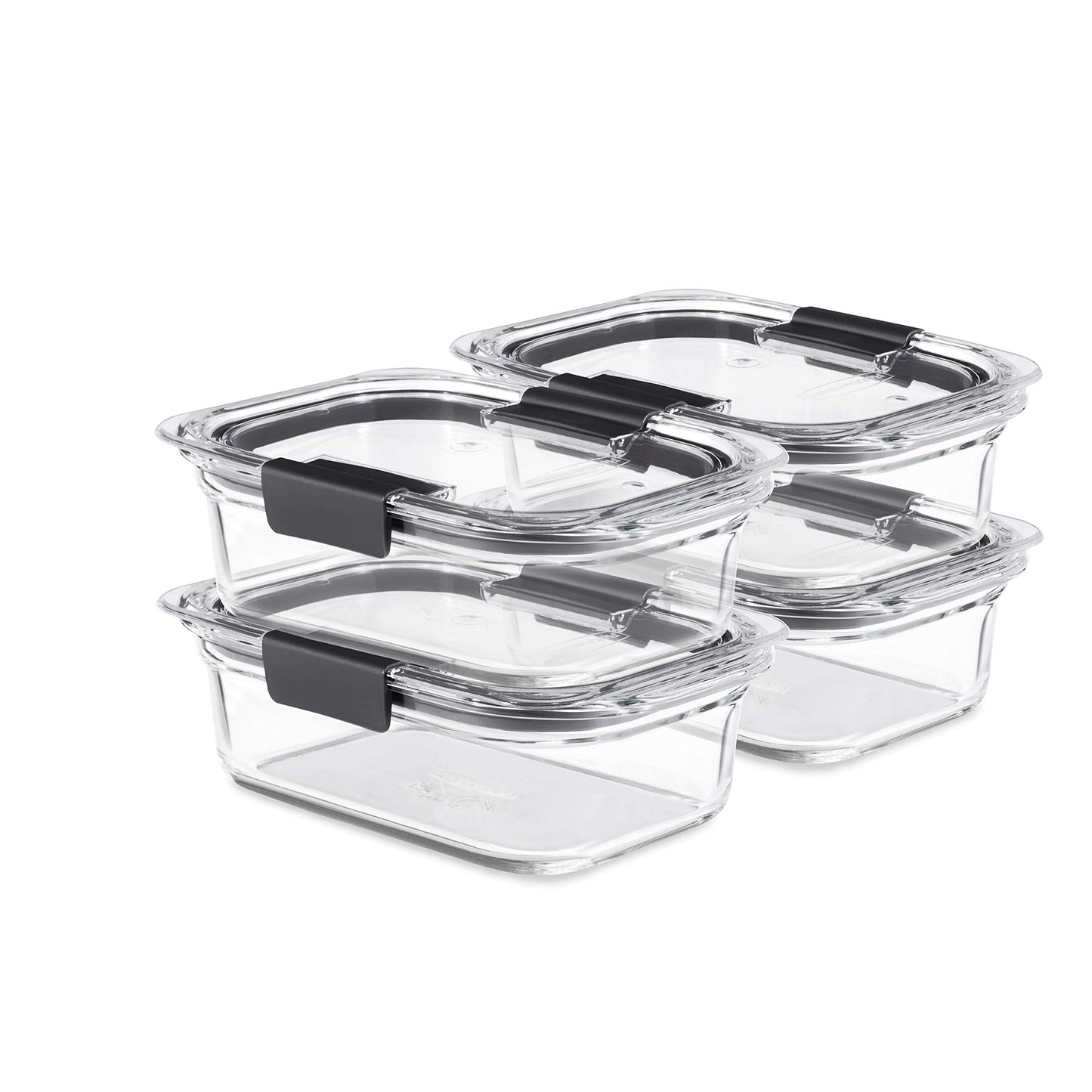 Rubbermaid Brilliance Glass Storage 4.7-Cup Food Containers with Lids Set of 3 Clear