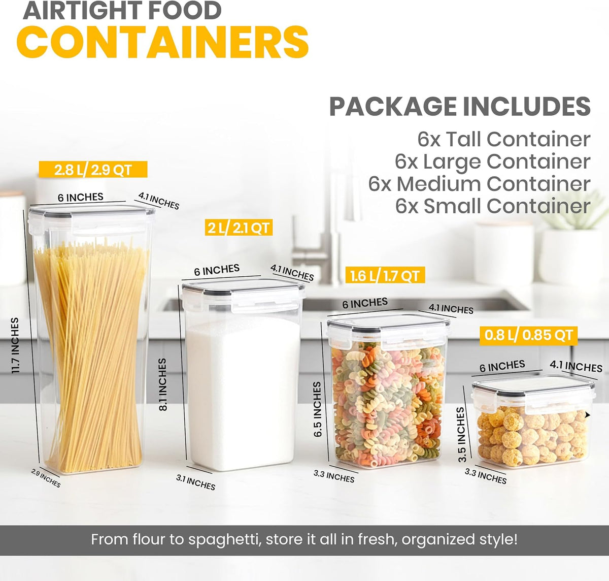 KICHLY Plastic Airtight Food Storage Containers Sets with Lids, 24 Pack