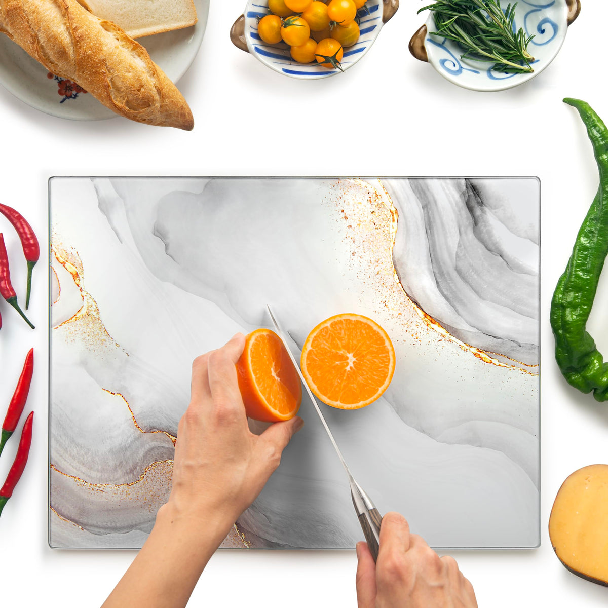 Kitchenville Glass Cutting Board 16"x12": Tempered Glass Kitchen Counter Protector - Durable- Scratch-Resistant, Heat-Proof - Clear Design