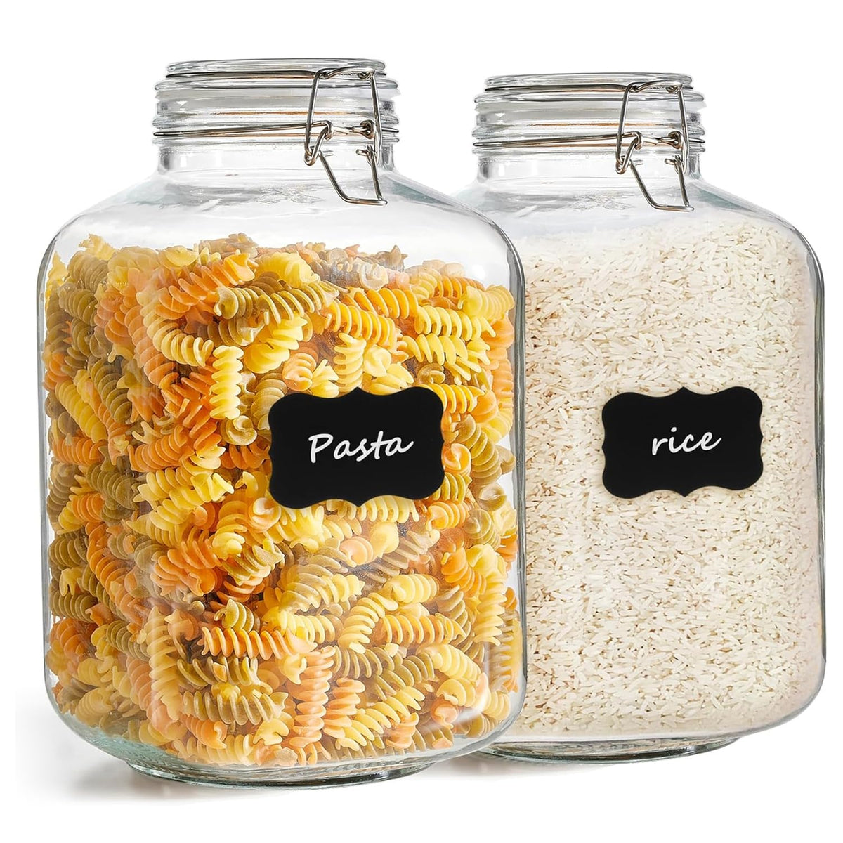 ComSaf Large Square Glass Jars with Airtight Lids 78 oz 3 Pack Wide Mouth