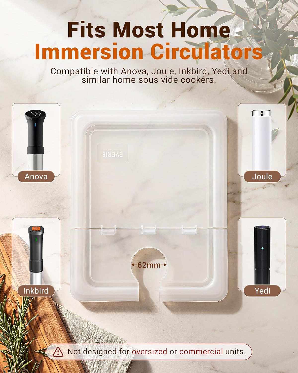 EVERIE 12QT Sous Vide Container BPA-Free with Reinforced Hinged Lic