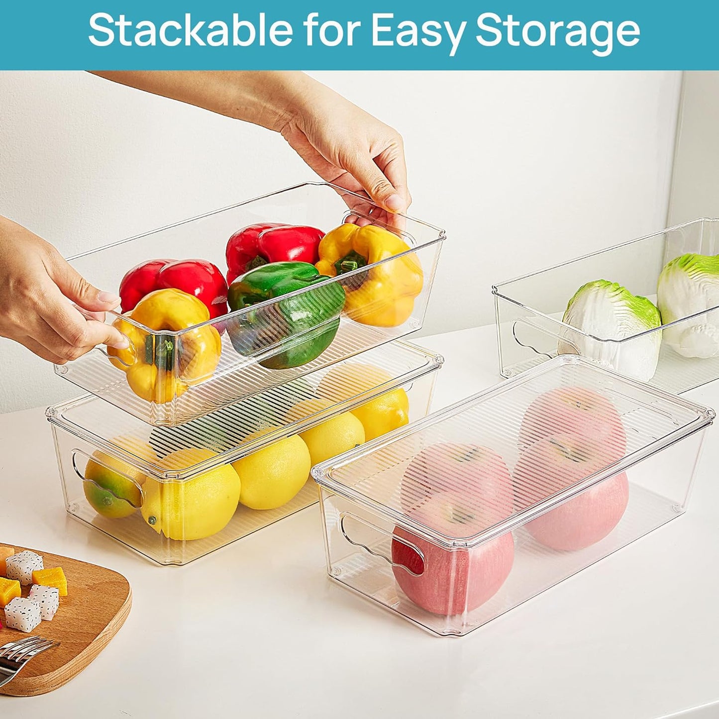 Vtopmart 8pcs Clear Stackable Storage Bins with Lids