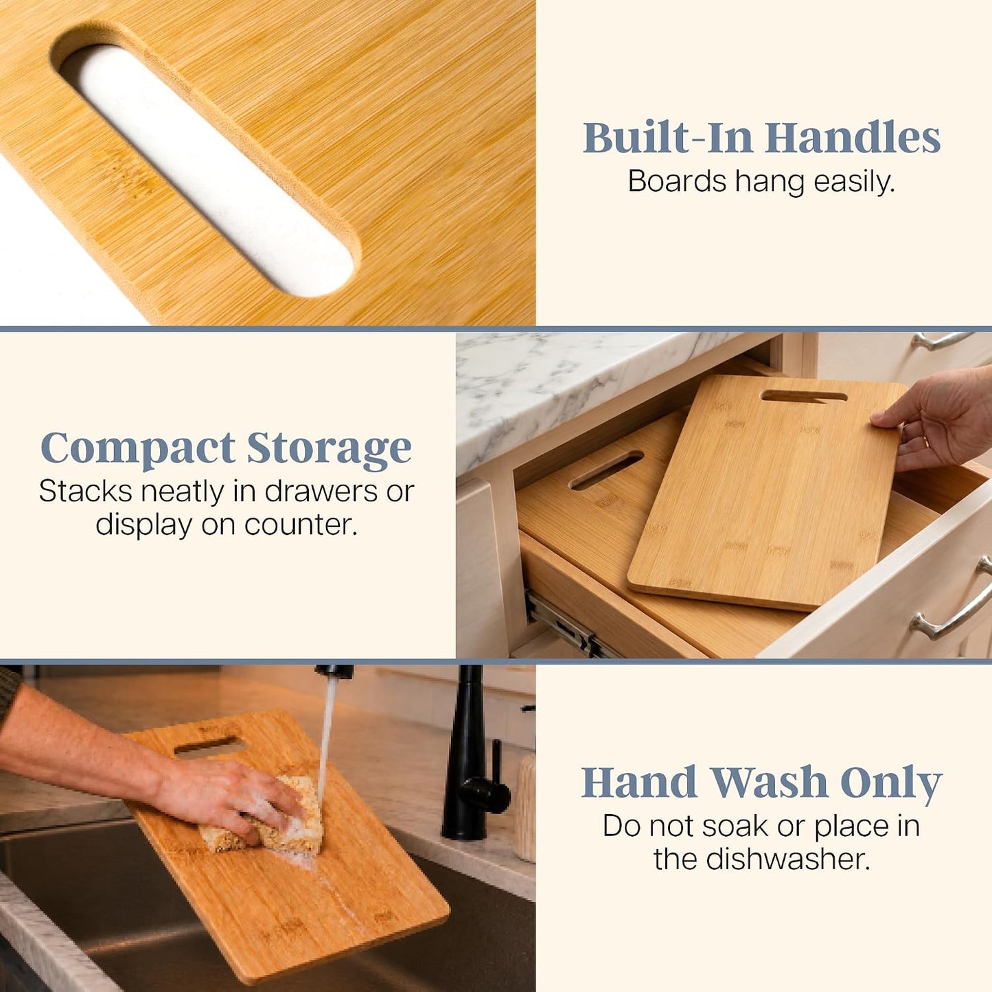 Totally Bamboo Cutting Board Set, 2 Reversible Cutting Boards for Kitchen