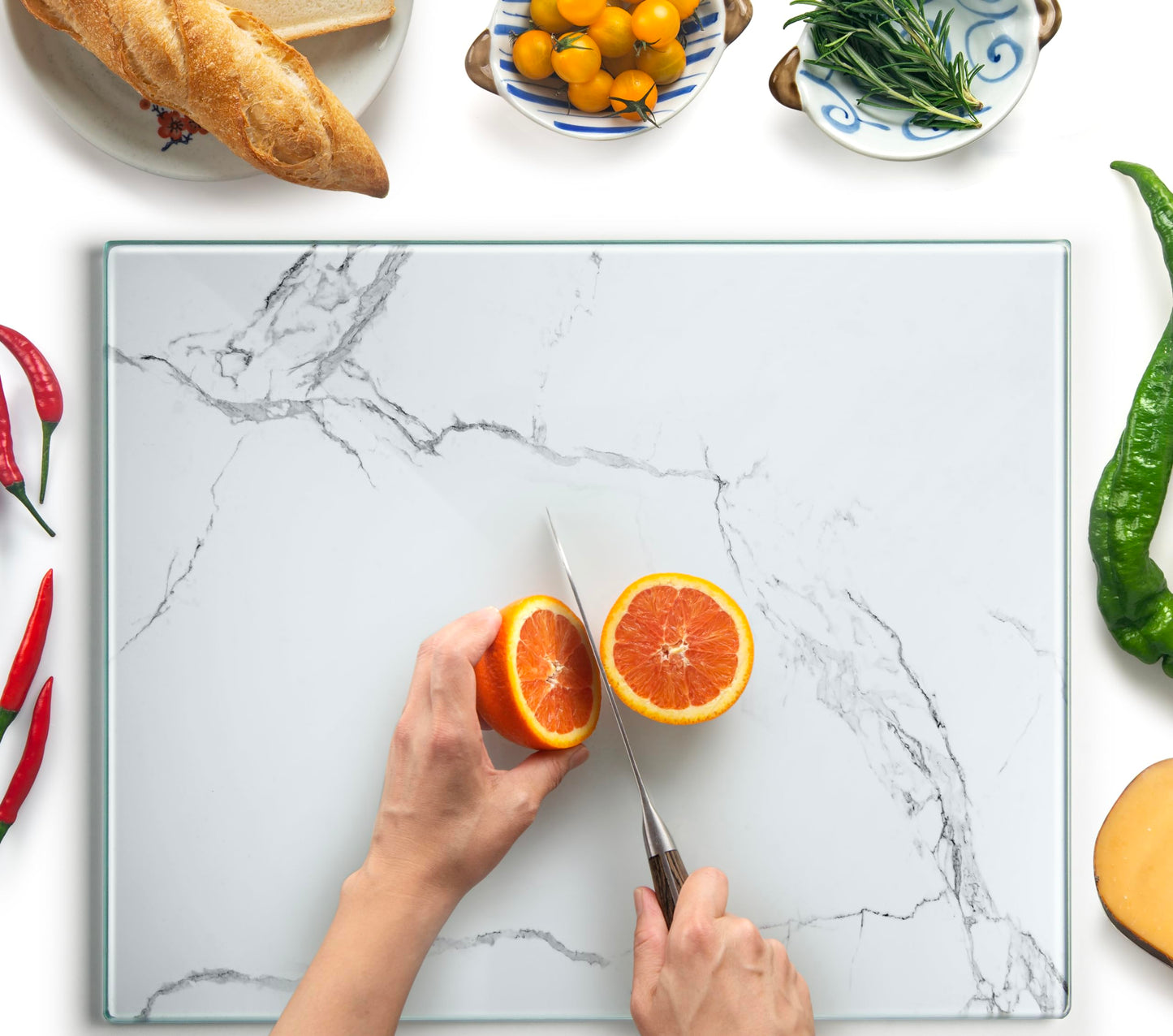 Kitchenville Glass Cutting Board 16"x12": Tempered Glass Kitchen Counter Protector - Durable- Scratch-Resistant, Heat-Proof - Clear Design