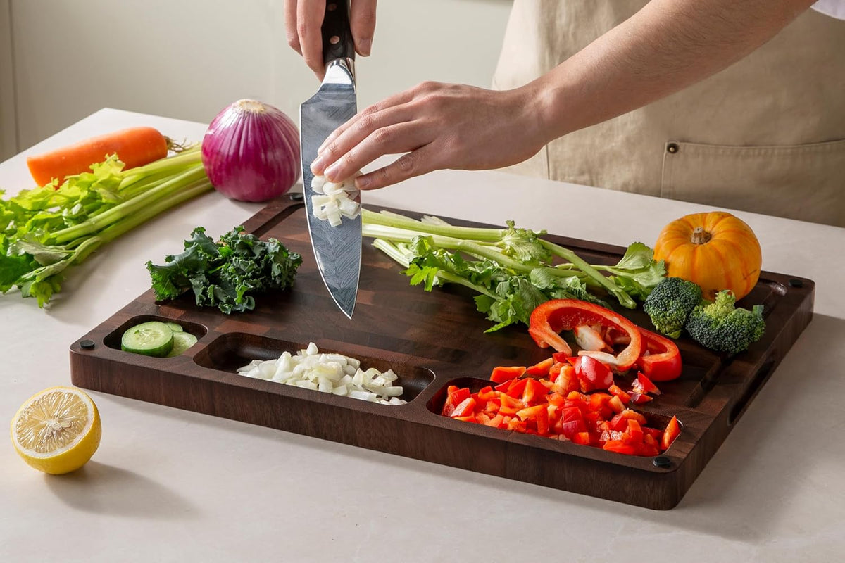THETCHRY Walnut Cutting Boards for Kitchen Solid Wood End Grain 17"×13"×1"