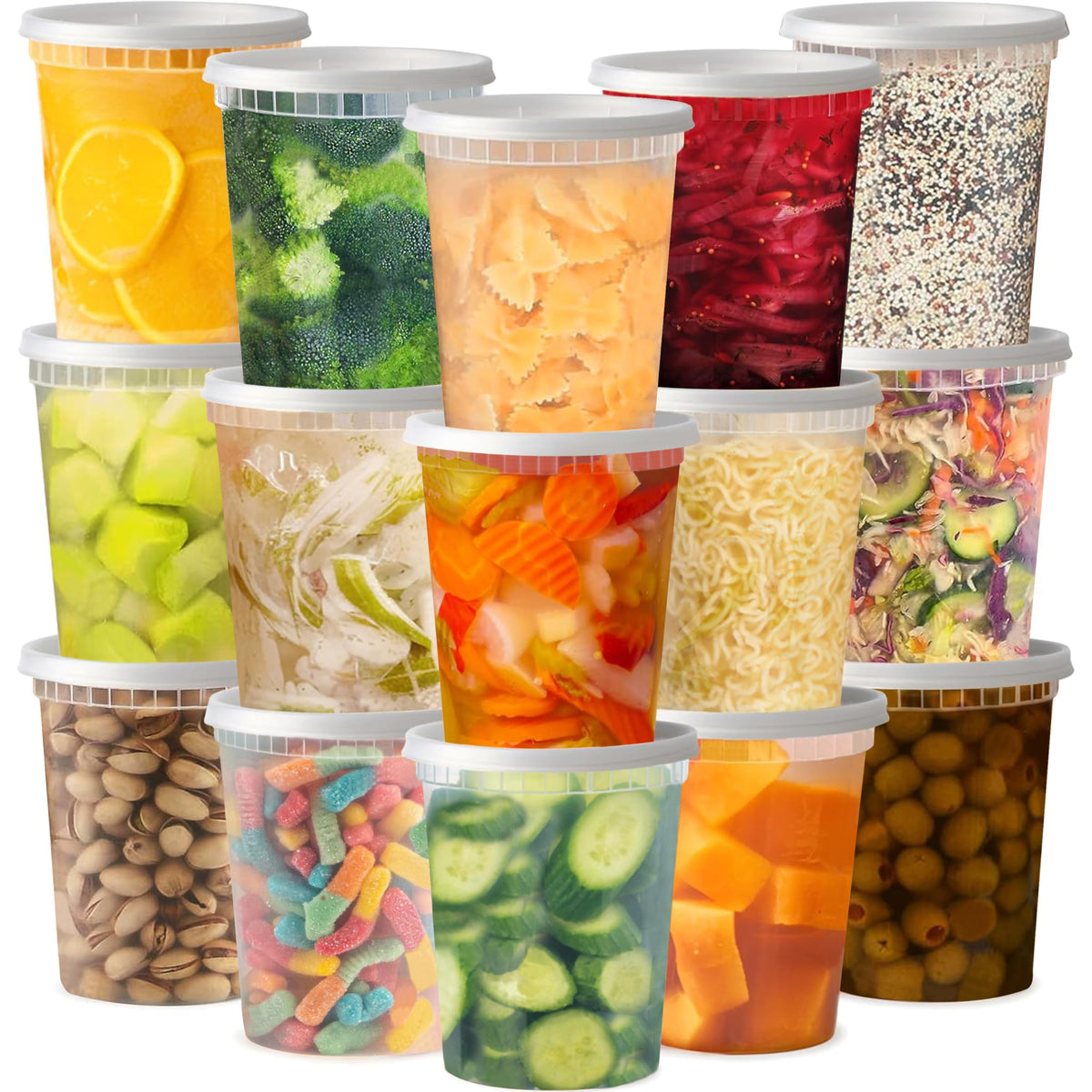 TashiBox [8oz-40 Sets Plastic Containers with Airtight Lids, Food Storage Containers, Deli, Slime, Soup, Meal Prep Containers | BPA Free | Stackable | Leakproof | Microwave/Dishwasher/Freezer Safe