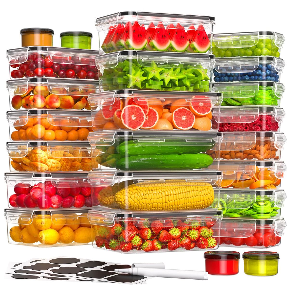 KEMETHY Large 40 Piece Food Storage Containers with Airtight Lids, BPA-free