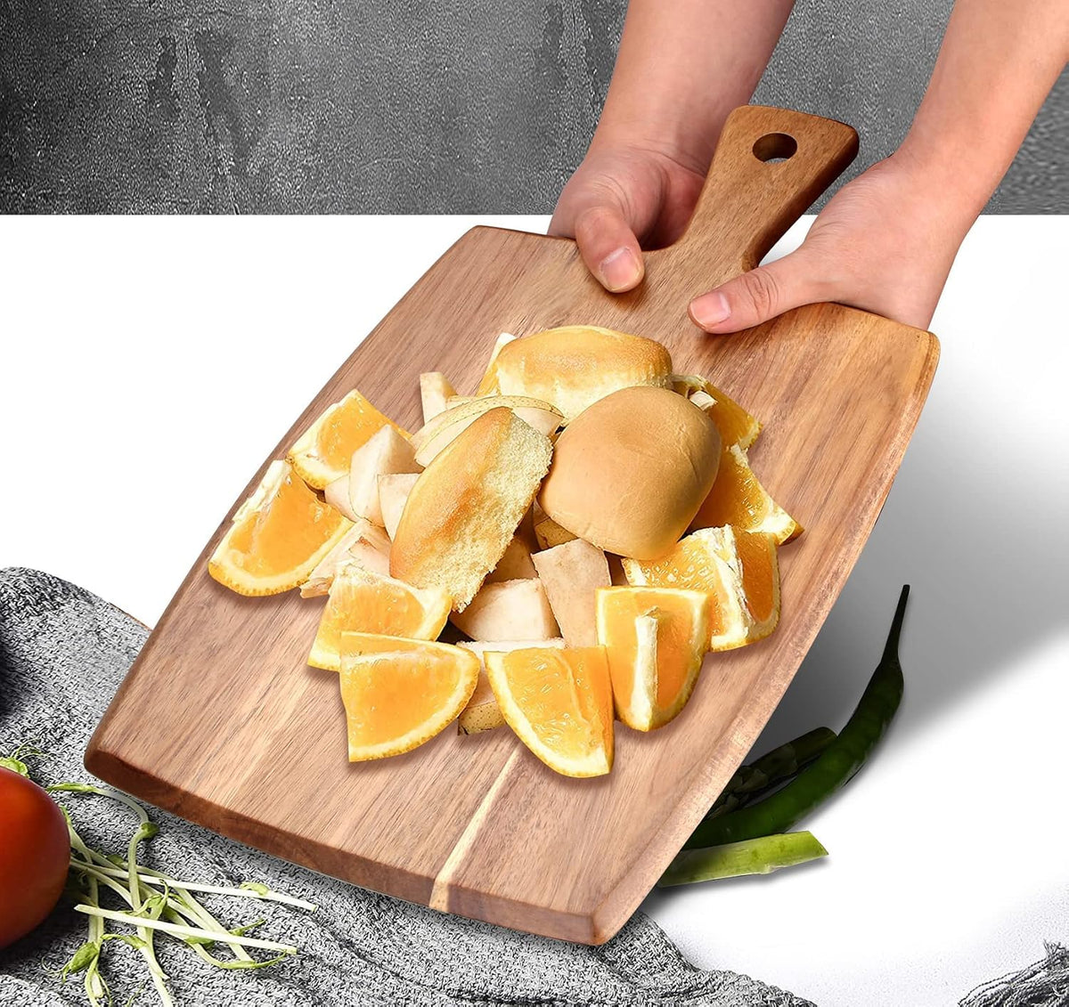 Acacia Wood Chopping Cutting Board Kitchen with Handle Charcuterie Boards
