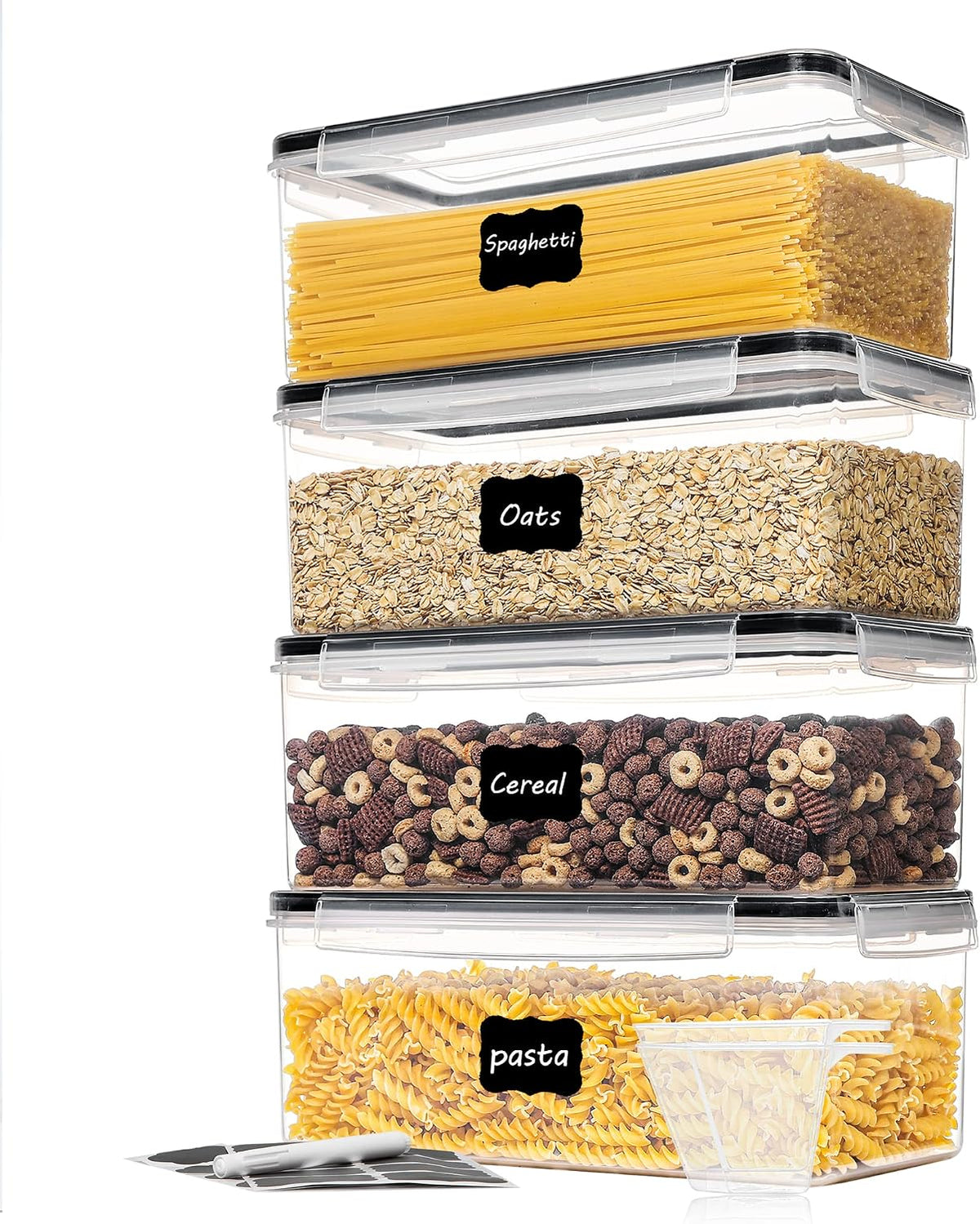 Vtopmart Pasta Storage Containers, 4 Pack, 3.2L Airtight Canisters