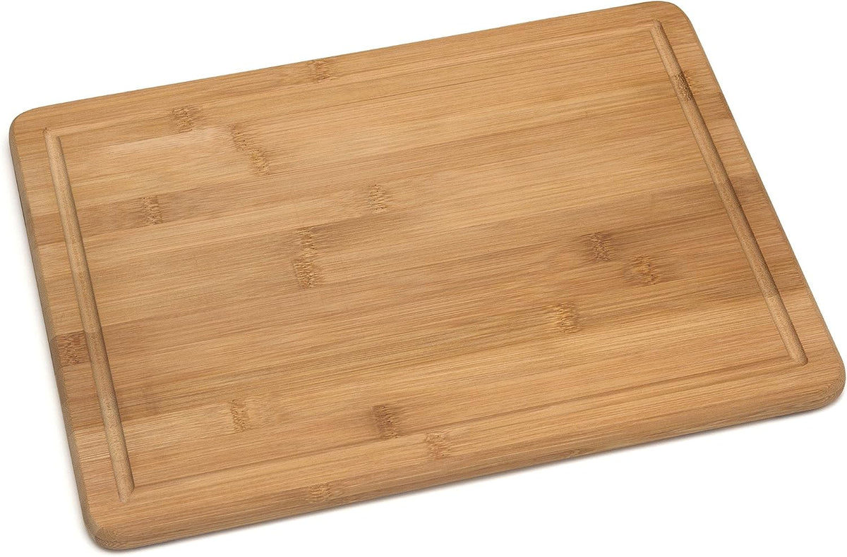 Lipper International Bamboo Wood Kitchen Cutting and Serving Board with Non-Slip Cork Backing, Medium, 13-3/4" x 9-3/4" x 5/8"
