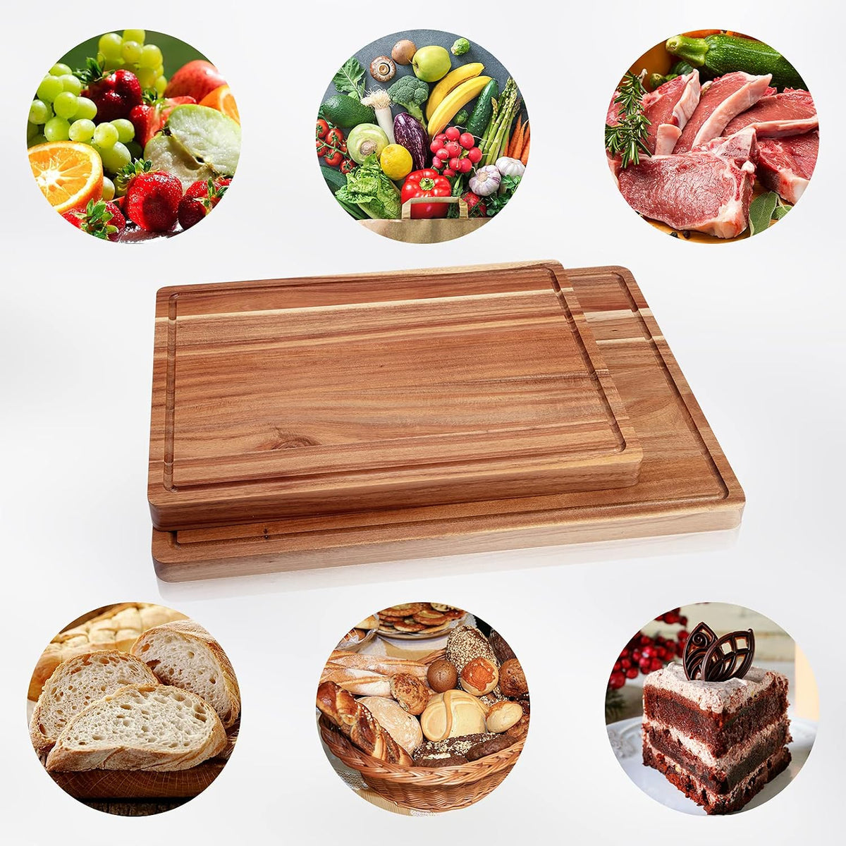 GlowSol Extra Large Acacia Wood Cutting Boards for Kitchen, 24 x 18 Inch