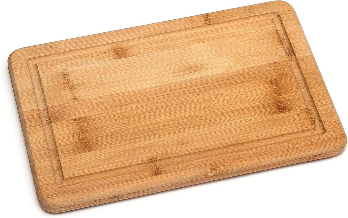 Lipper International Bamboo Wood Kitchen Cutting and Serving Board with Non-Slip Cork Backing, Medium, 13-3/4" x 9-3/4" x 5/8"