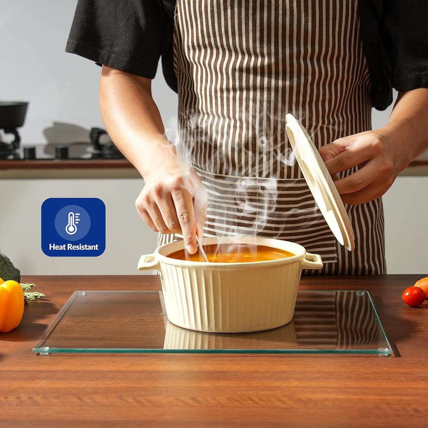 Kitchenville Glass Cutting Board 16"x12": Tempered Glass Kitchen Counter Protector - Durable- Scratch-Resistant, Heat-Proof - Clear Design