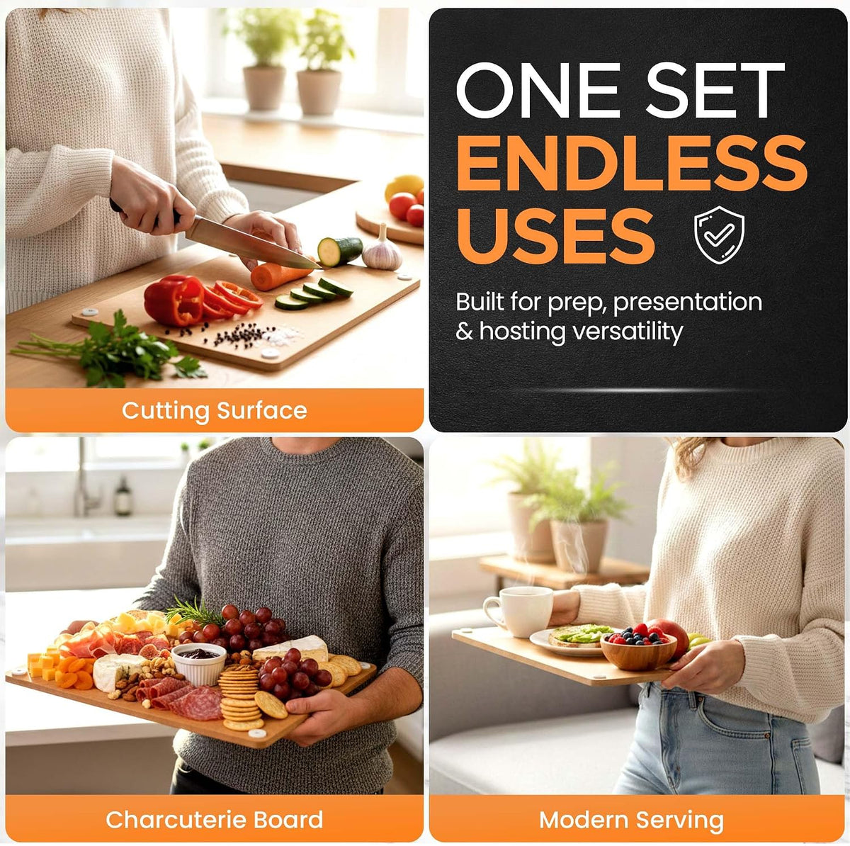 Composite Wood Cutting Board Set of 3, Chopping Board